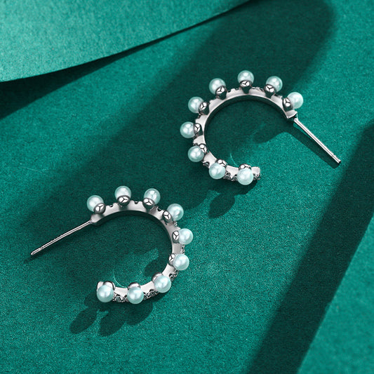 Aretes de Perla Curva en Plata 925 Esterlina - Image 2