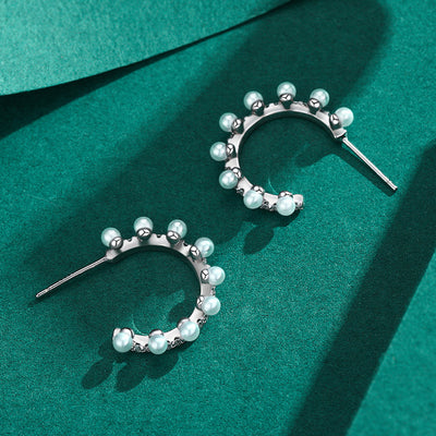 Aretes de Perla Curva en Plata 925 Esterlina - Image 2