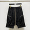 Shorts Harem Motociclista Negro con Bolsillos de Cierre para Hombre