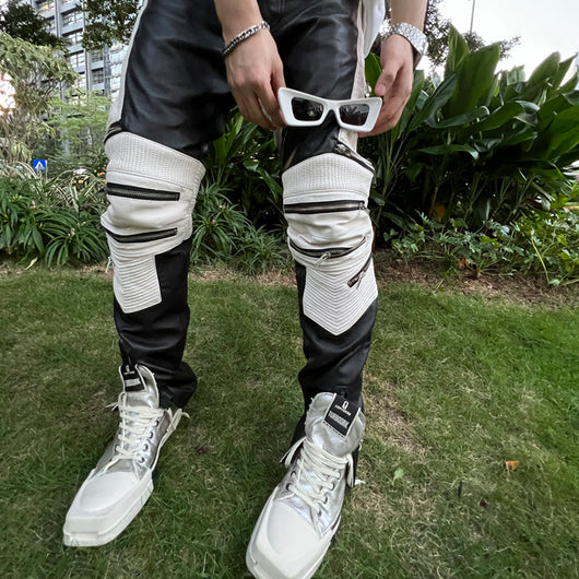 Pantalones de Cuero Gamuza Slim Fit con Cierre - Diseño Vanguardista para Hombre - Image 13