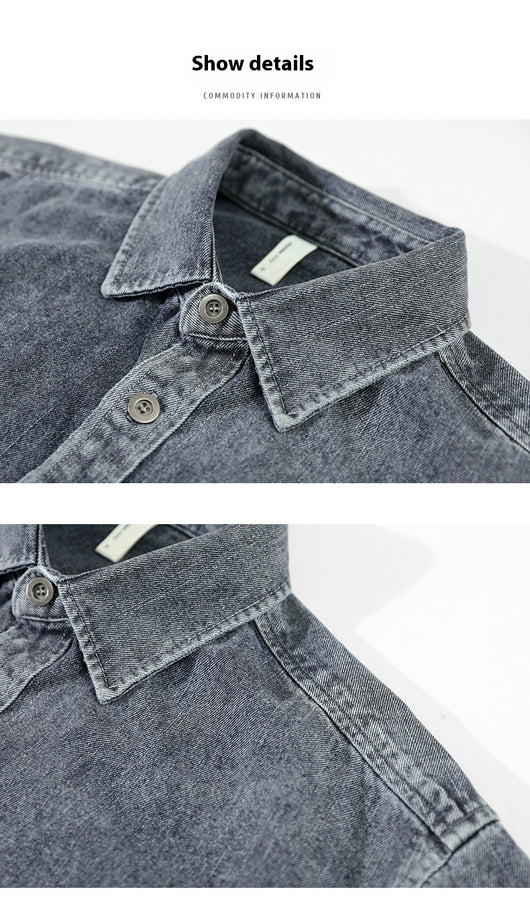 Camisa Denim Holgada con Hombros Caídos para Hombre - Image 13
