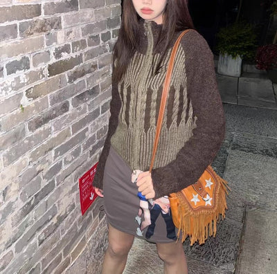 Bolso Bandolera Retro con Estrella Lentejuelas y Borlas