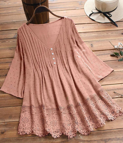 Blusa de Encaje Plisada con Recortes Jacquard - Image 7