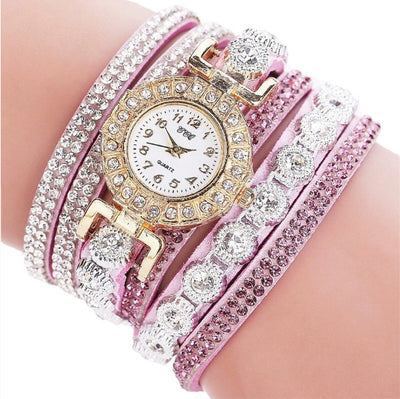 Reloj de Cuarzo para Mujer con Pulsera de Cuero y Diamantes de Imitación - Image 13