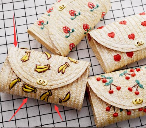 Bolsa Tejida de Paja con Bordado Artesanal para Frutas - Image 3