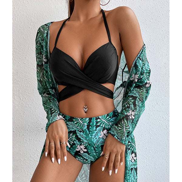 Traje de Baño Tres Piezas Estampado con Protección Solar - Image 2