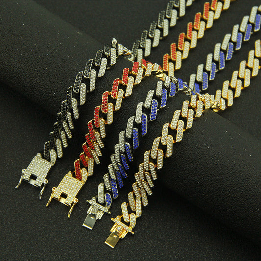 Collar Cadena Cubana Cuadrada con Diamantes Geométricos para Hombre