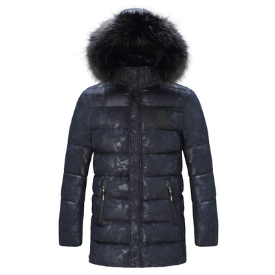 Chaqueta de Invierno Acolchada para Hombre con Cuello de Pelo Estilo Británico - Image 4