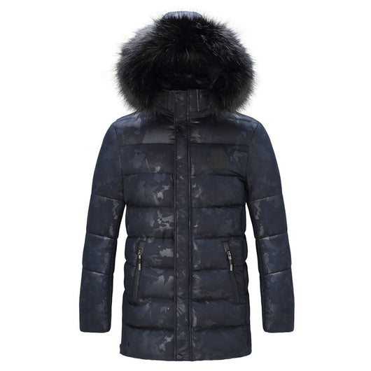 Chaqueta de Invierno Acolchada para Hombre con Cuello de Pelo Estilo Británico - Image 4