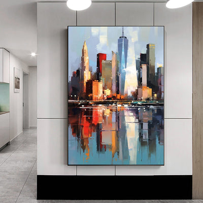 Cuadro Abstracto Nueva York Óleo sobre Lienzo - Decoración Urbana para Sala de Estar - Image 3