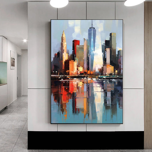 Cuadro Abstracto Nueva York Óleo sobre Lienzo - Decoración Urbana para Sala de Estar - Image 3