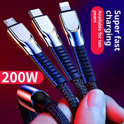 Cable de Carga Ultrarrápida 240W Tres en Uno para Negocios