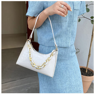 Bolso de Hombro con Textura de Piedra y Cadena para Mujer - Image 3
