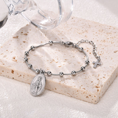 Pulsera de Acero Inoxidable Diseño Cruz Ovalado - Image 9