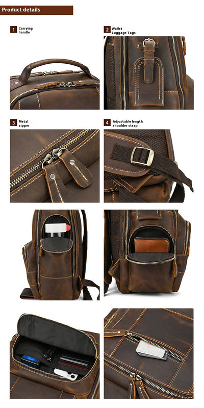 Mochila Ejecutiva de Cuero Genuino Retro - Capacidad Grande para Laptop 15 pulgadas - Image 27