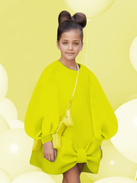 Vestido Infantil de Moda con Mangas Largas y Efecto Burbuja - Image 5