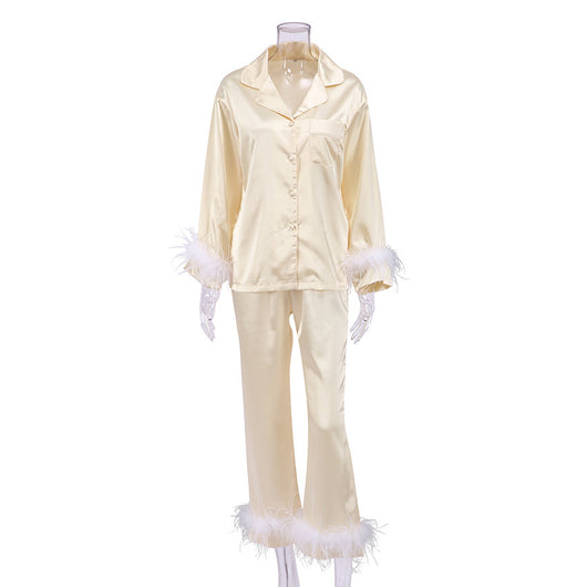 Traje de Pluma de Avestruz - Pantalón Largo Elegante Europeo y Americano - Image 21