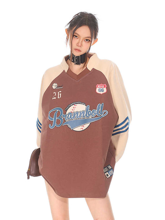 Sudadera Universitaria Vintage Estilo Deportes Americanos Cuello V Mujer - Image 4