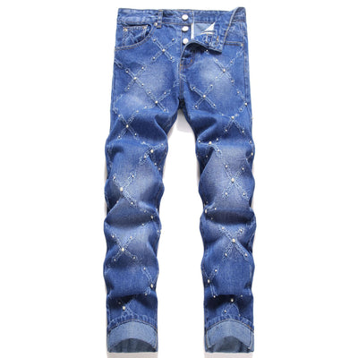 Pantalones Skinny Denim con Bordado de Perlas - Estilo Urbano Trendy - Image 2