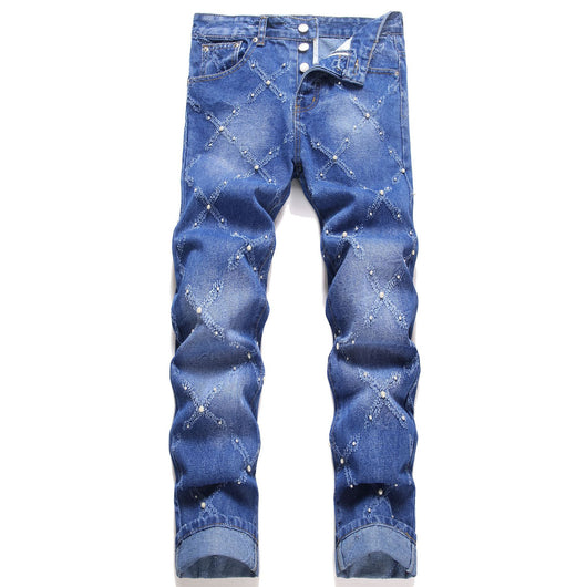 Pantalones Skinny Denim con Bordado de Perlas - Estilo Urbano Trendy - Image 2