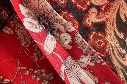 Blusa de Gasa con Hilo Dorado e Insertaciones de Cinta - Image 9