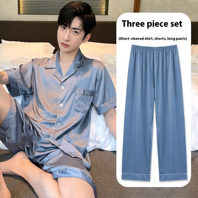 Pijama de Seda Helada para Hombre - Conjunto de Tres Piezas - Image 18