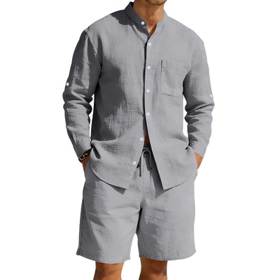 Conjunto de Camisa y Shorts de Lino para Hombre - Image 6