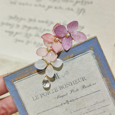 Broche Colgante de Hortensia Eterna en Cristal Blanco