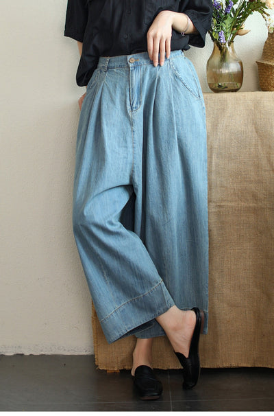 Pantalón Cropped Ancho de Tencel y Algodón para Tallas Grandes - Image 17