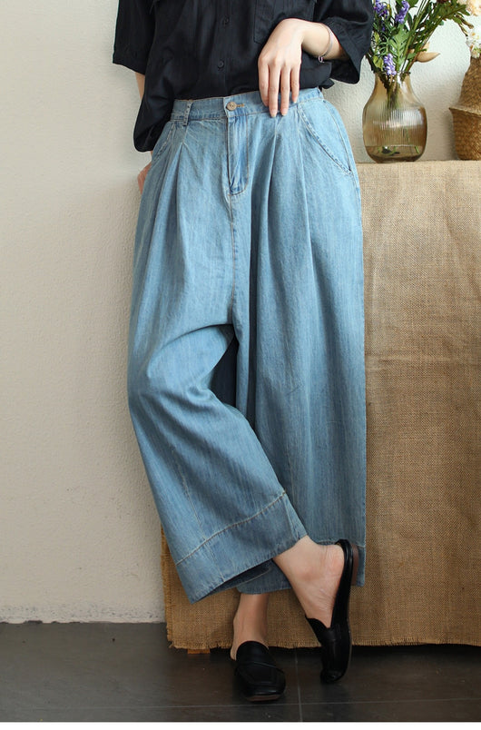 Pantalón Cropped Ancho de Tencel y Algodón para Tallas Grandes - Image 17
