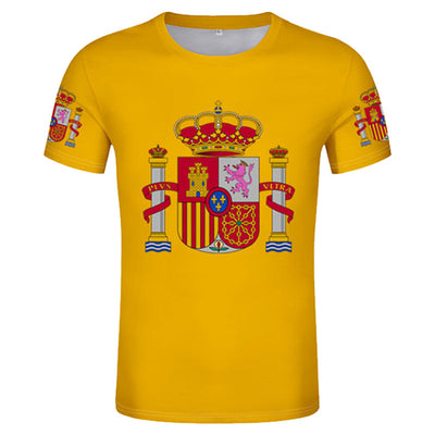 Yellow short-sleeve t-shirt with the colorful Coat of Arms of Spain printed on the front and sleeves. - Image 13