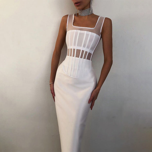 Vestido Mujer Silueta Esbelta Sin Cintura con Realce