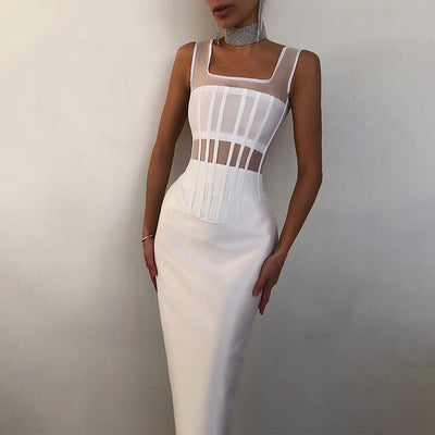 Vestido Mujer Silueta Esbelta Sin Cintura con Realce