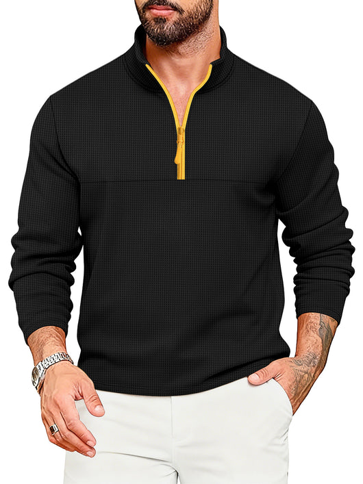 Suéter Deportivo Hombre Media Cremallera Bloques de Color Cuello Alto Manga Larga - Image 8