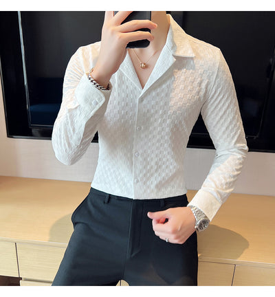 Camisa Casual de Manga Larga con Cuello Cubano - Image 11