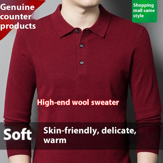 Suéter Polo de Manga Larga para Hombre - Colores Sólidos Otoño Invierno - Image 11