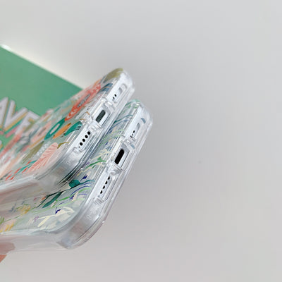 Funda Transparente Bicolor con Flores Pintadas para Móvil - Image 8