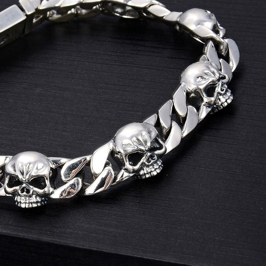 Pulsera Calavera Plata Esterlina para Hombre - Estilo Coreano Hip Hop Punk - Image 3