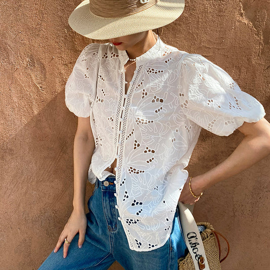 Blusa de Algodón con Bordados para Mujer