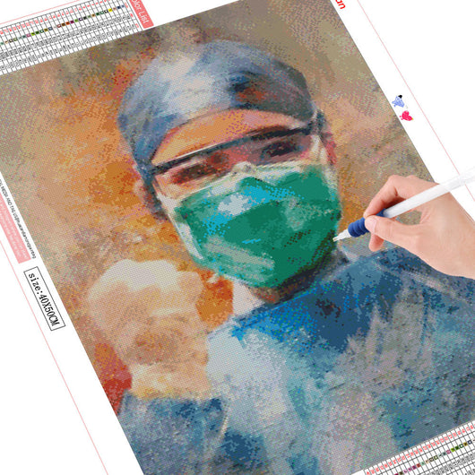 Cuadro Diamante Pintura Retrato Médico Hecho a Mano - Decoración del Hogar - Image 9