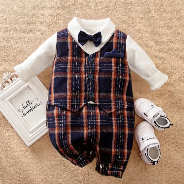 Mono Caballero para Bebé Niño con Chaleco Cuadros Primavera Otoño