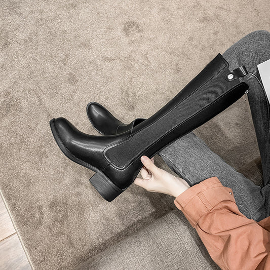 Botas para Mujer con Caña Ancha y Tacón Grueso