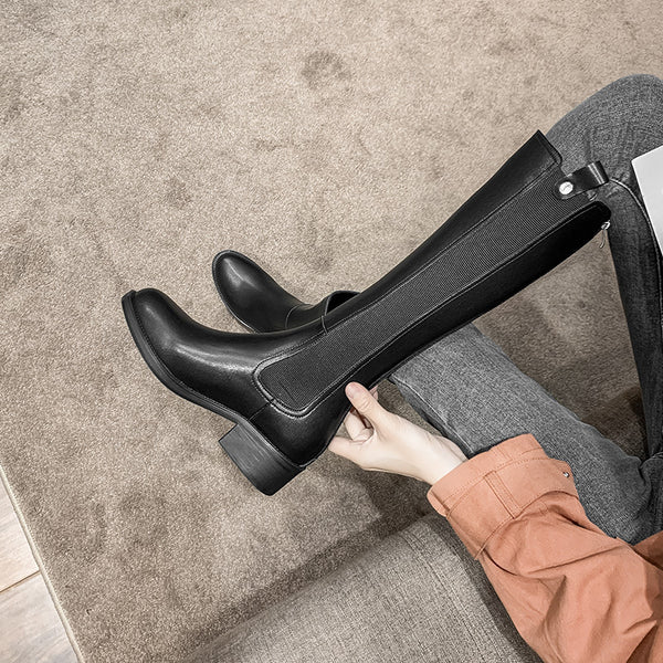 Botas para Mujer con Caña Ancha y Tacón Grueso