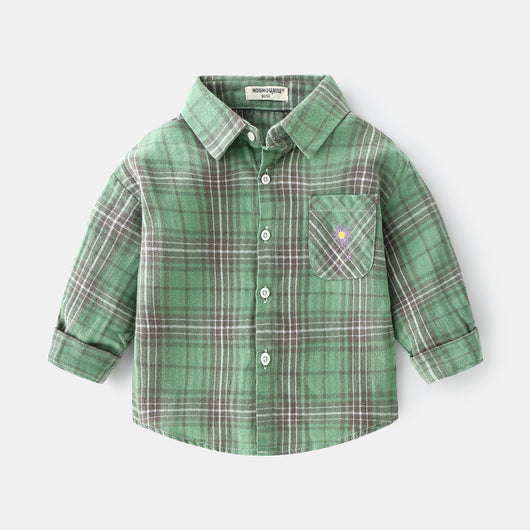 Camisa de Cuadros Infantil con Solapa - Manga Larga para Niños - Image 9