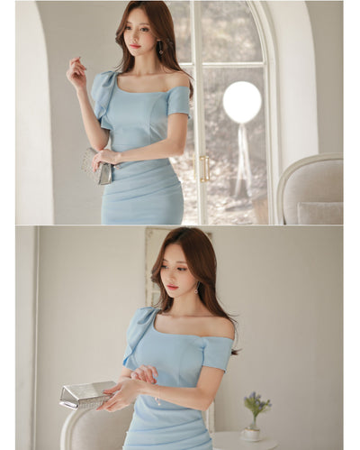 Vestido Hombros Descubiertos con Volantes en Cuello y Cadera - Image 14
