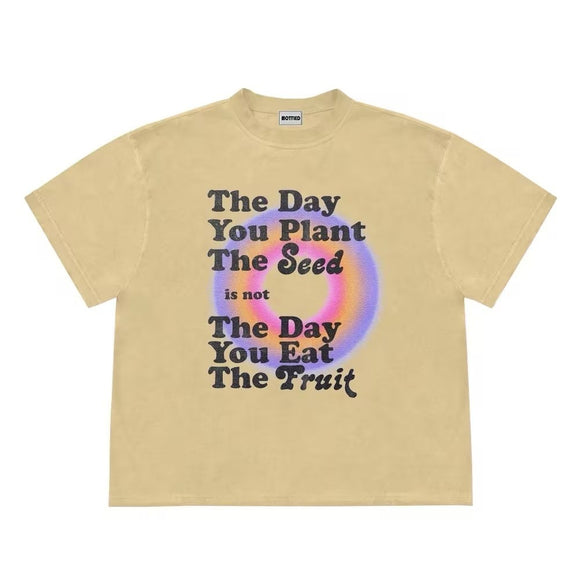 Playera Retro Hip Hop con Letras Americanas