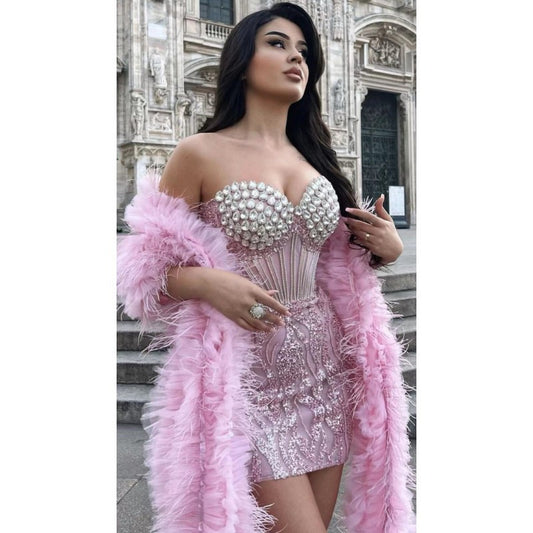 Vestido Tubo Brillante con Lentejuelas y Bordados para Mujer - Image 2