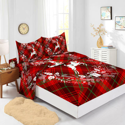 Juego de Sábanas Navideñas Ajustables Rojo - Funda de Colchón Estampada 4 Piezas - Image 9