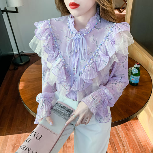 Blusa Floral Estilo Western en Chifón para Mujer