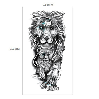 Tatuaje Temporal Transferible - Patrón Animal Tigre y León Media Manga - Image 11